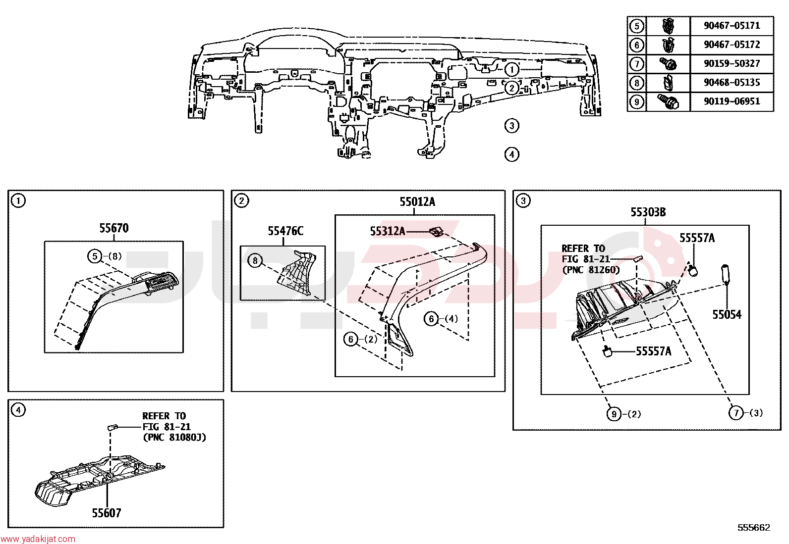 REGISTER ASSY, INSTRUMENT PANEL, NO.3 | 5567033320E3